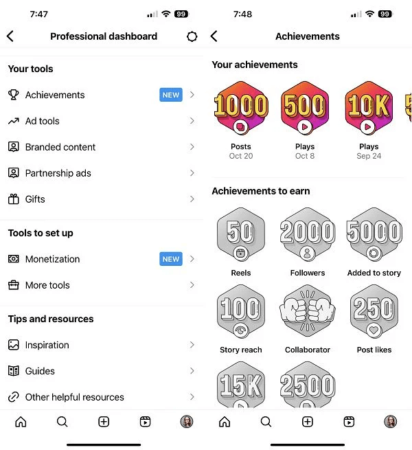 Conquistas Do Instagram